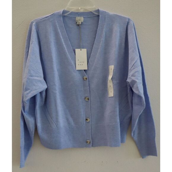A New Day W9R5Z4 Women's Sz Medium Light Blue Brand Long Sleeve Cardigan Sweater - Picture 1 of 6